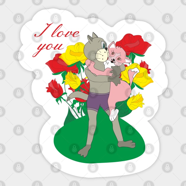 two cats i love you Sticker by Alekvik